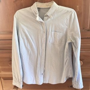 Blue and white pinstripe button up